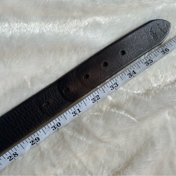 Polo ralph lauren dark brown genuine leather brass buckle belt 32 - Picture 11 of 11